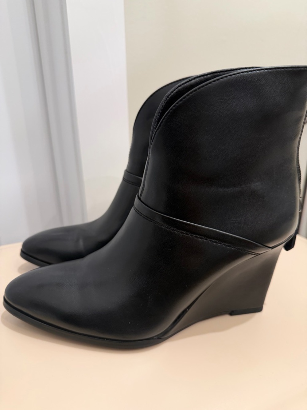 Black Wedge Ankle Booties. Never worn! New without box!!